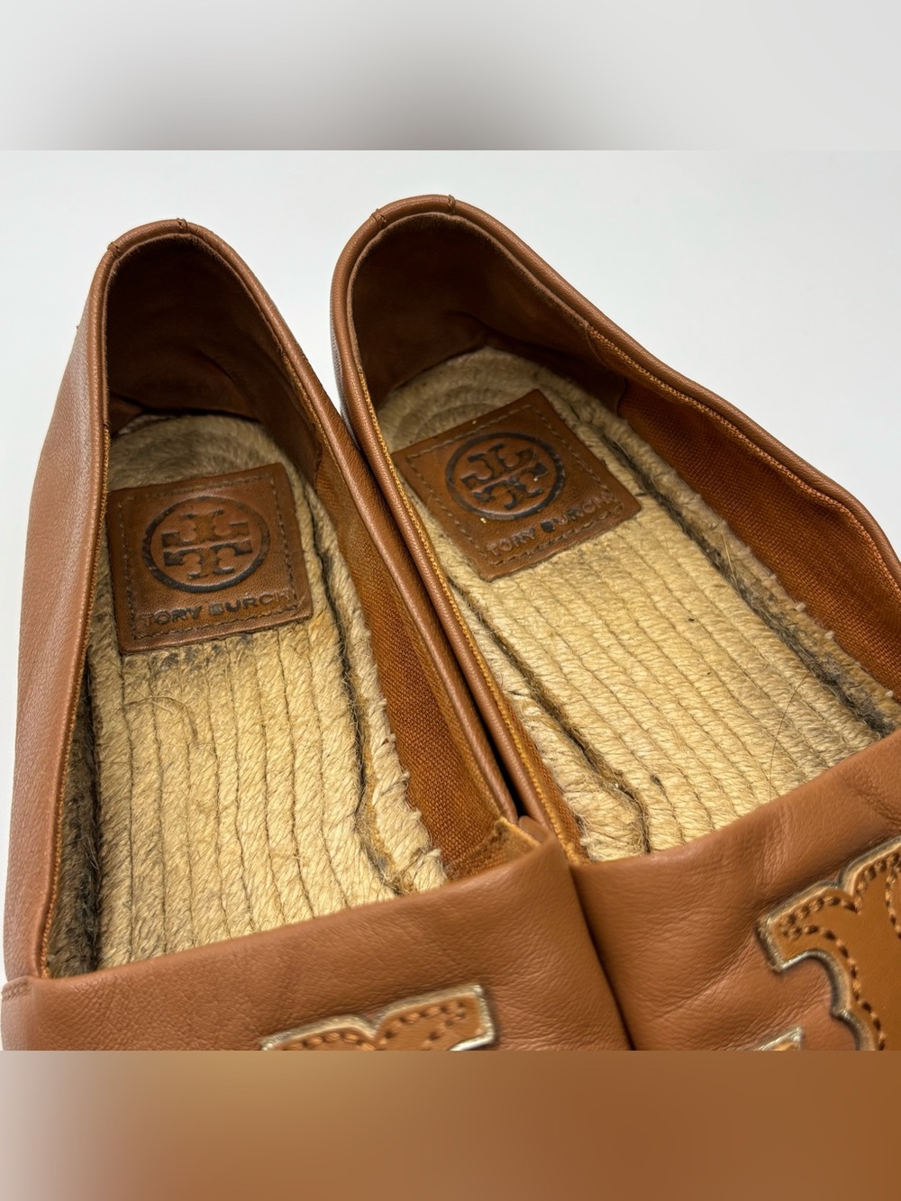 Tory Burch Ines espadrille logo leather slip on flats size 7 - Picture 5 of 12